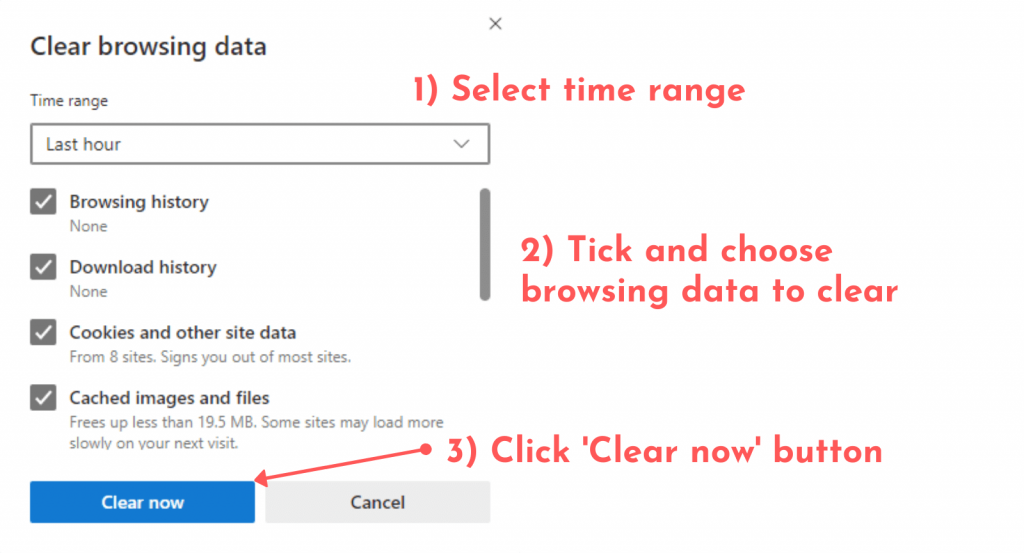 clear Microsoft Edge browser cache