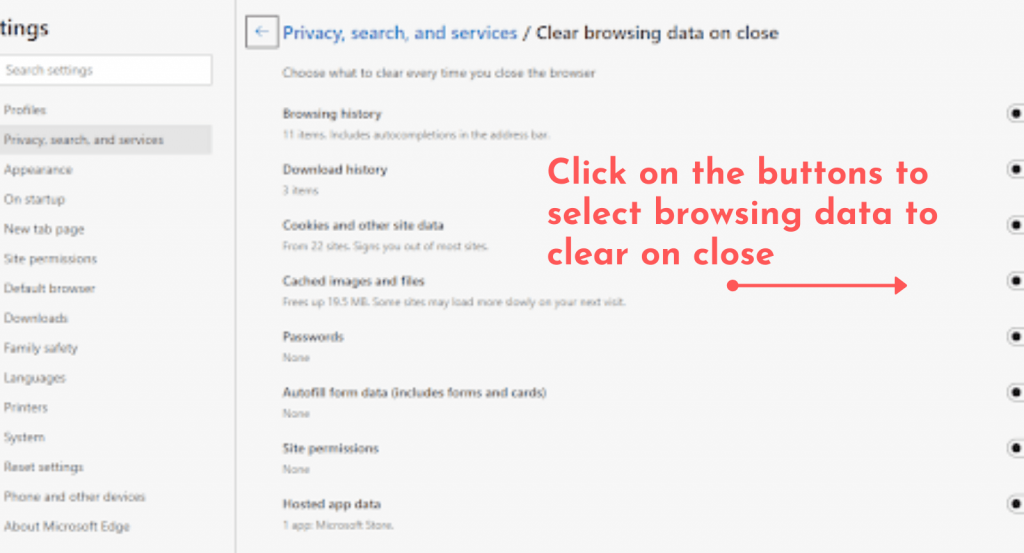 clear Microsoft Edge browser cache