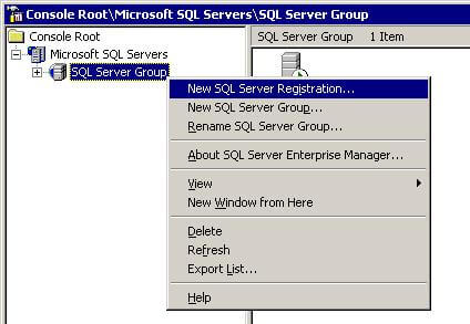 Connect Microsoft SQL 2000 Database by Using Enterprise Manager