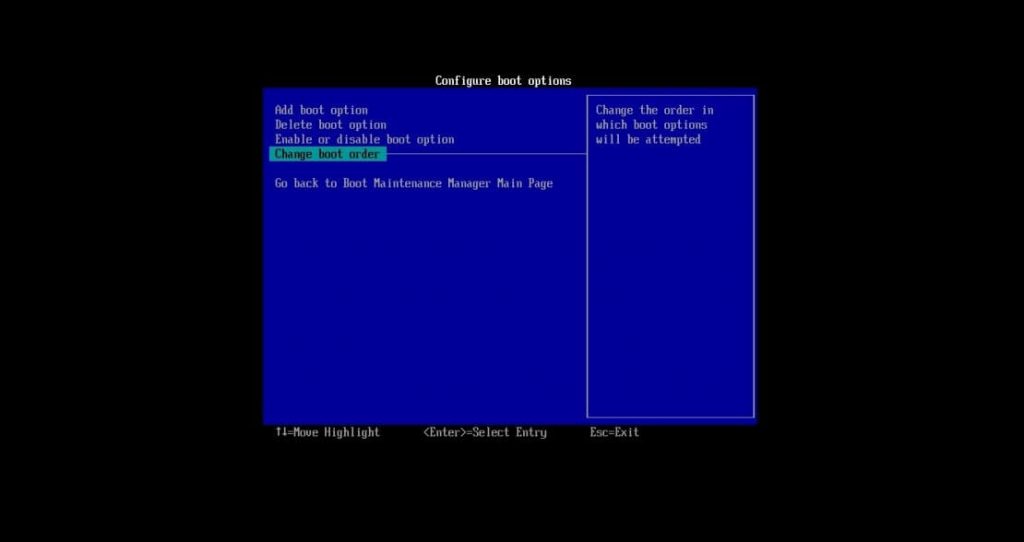 Configure boot options