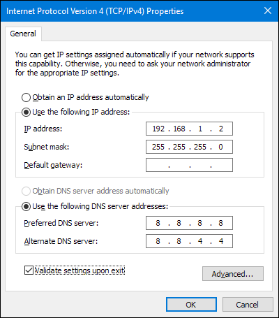 Windows 7,8, or 10 -Internet Protocol Version 4 Properties