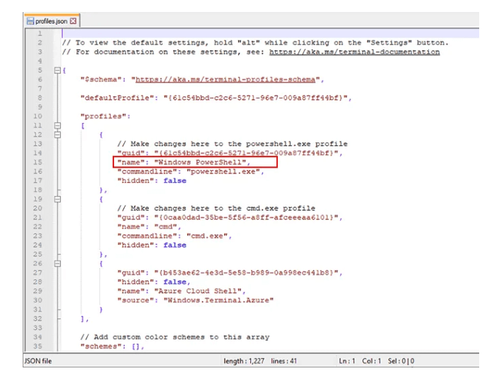 Windows Terminal Configuration File