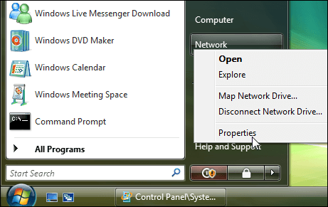 Windows Vista-Network-properties