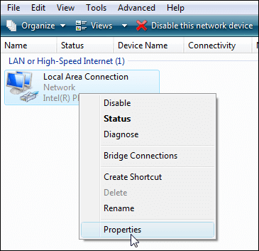 Windows Vista-network adapter-properties