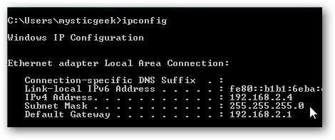 Windows Vista-open Command Prompt-ipconfig